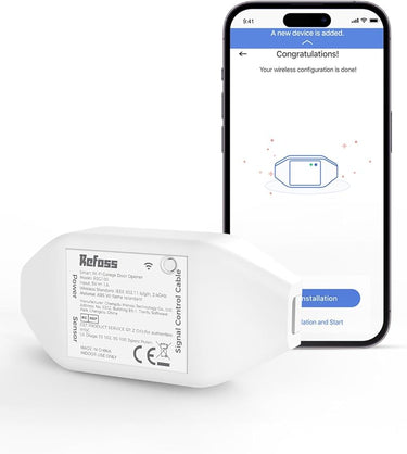 Wi-Fi Controlador de Puerta de Garaje. Se Puede Usar con el Control Remoto Original de la Puerta de Garaje Existente. Remoto por App, Compatible con Alexa y Google Assistant